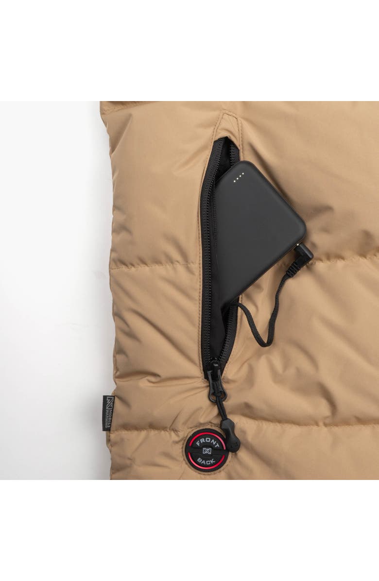 Mobile Warming Crest 2.0 Men's Natural Down Heated Jacket, Alternate, color, Black/Tan