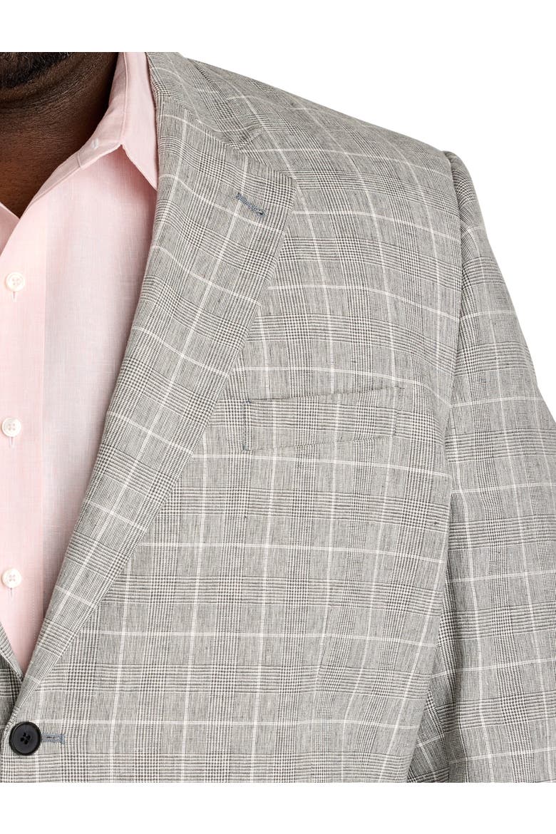 Big & Tall Plaid Linen-Blend Suit Jacket, Alternate, color, CHARCOAL