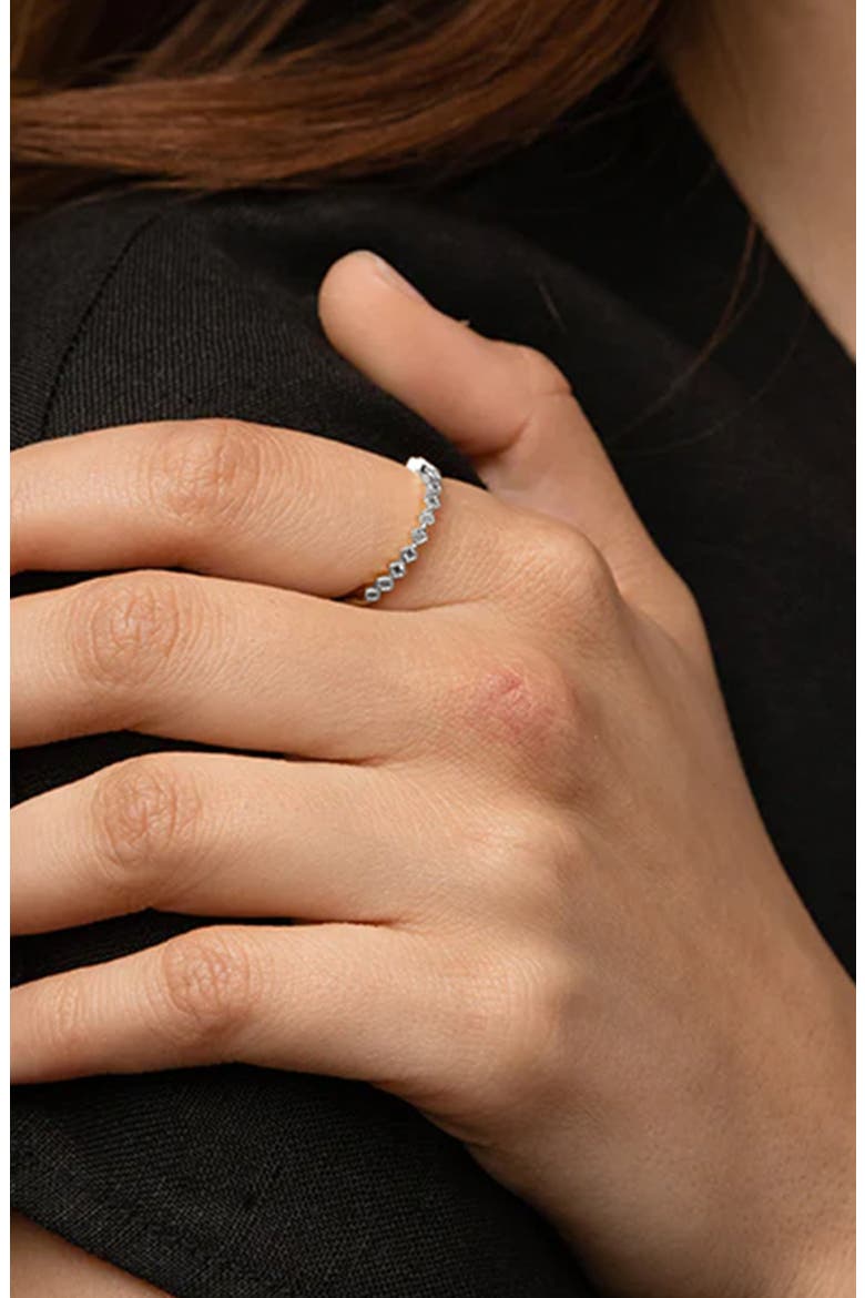 14k Gold Plated Thin Crystal Band Ring Minimalist Dainty Daily Wear, Alternate, color, Silver