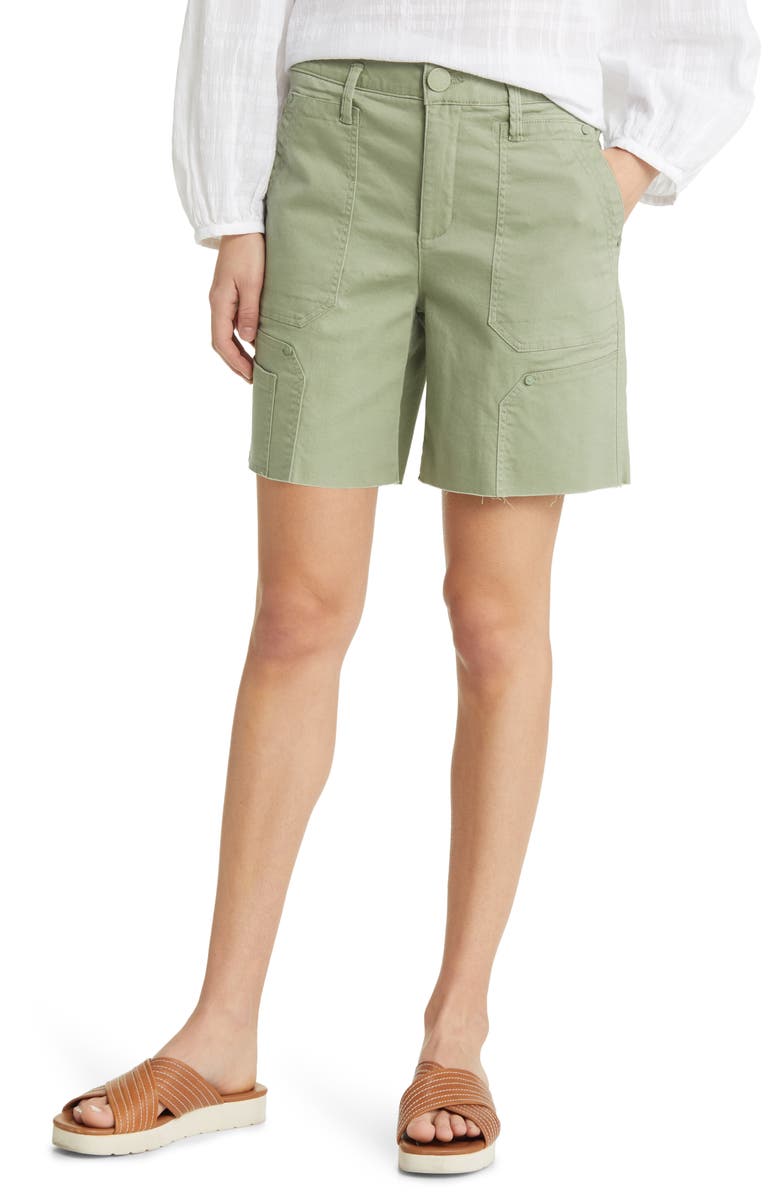 Wit & Wisdom 'Ab'Solution Sky Rise Raw Hem Denim Shorts, Main, color, Pistachio