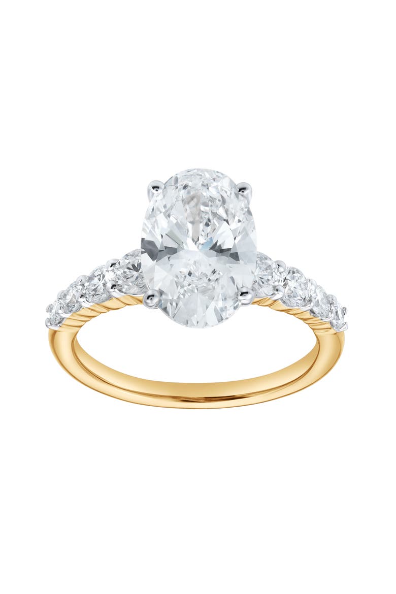 Julia 14K Yellow Gold Oval Lab Grown Diamond Engagement Ring - 3.7 Ct, Main, color, 14K Yellow Gold