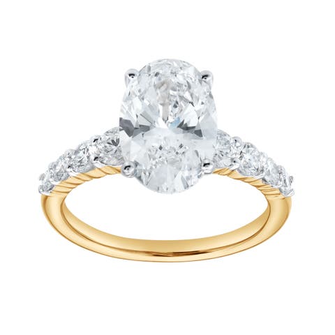 Julia 14K Yellow Gold Oval Lab Grown Diamond Engagement Ring - 3.7 Ct