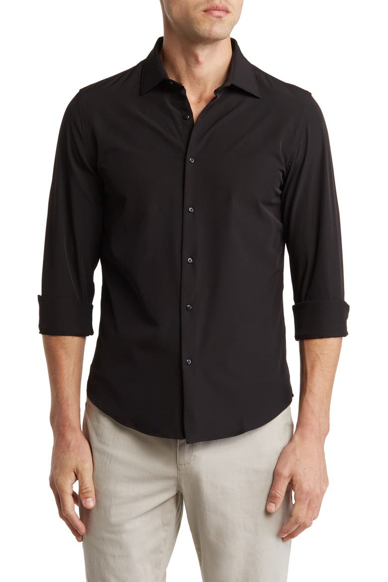 Solid Stretch Tech Shirt, Main, color, BLACK