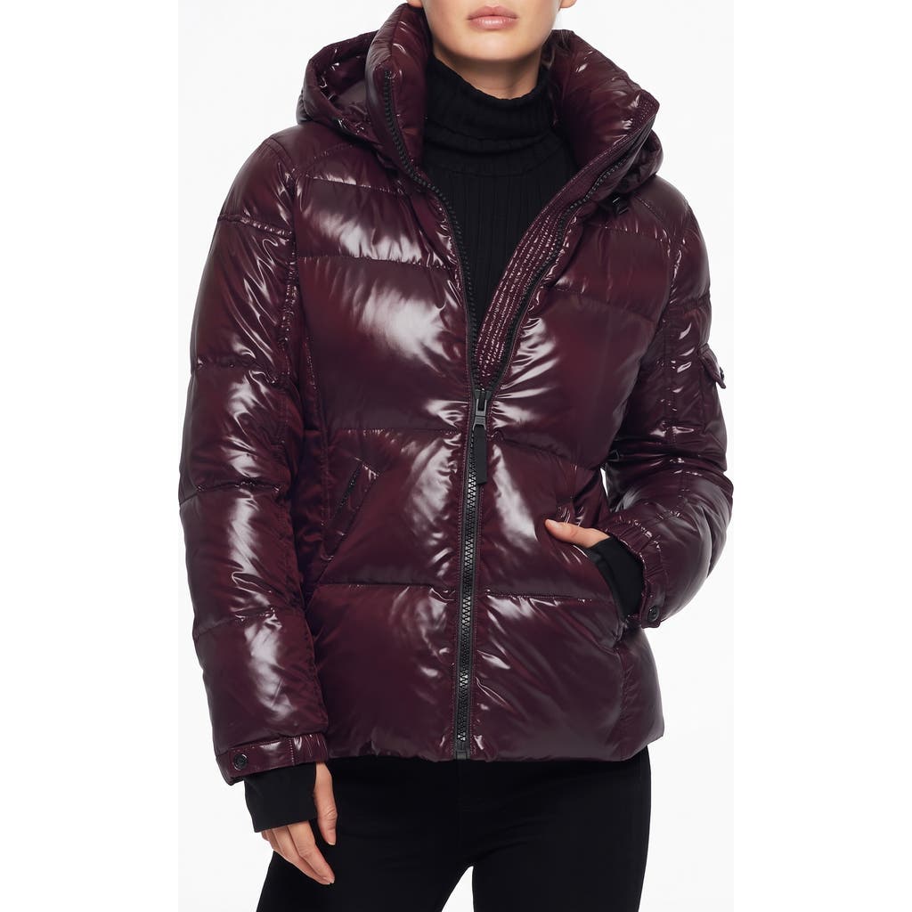 S13 Kylie Puffer Jacket In Black Cherry