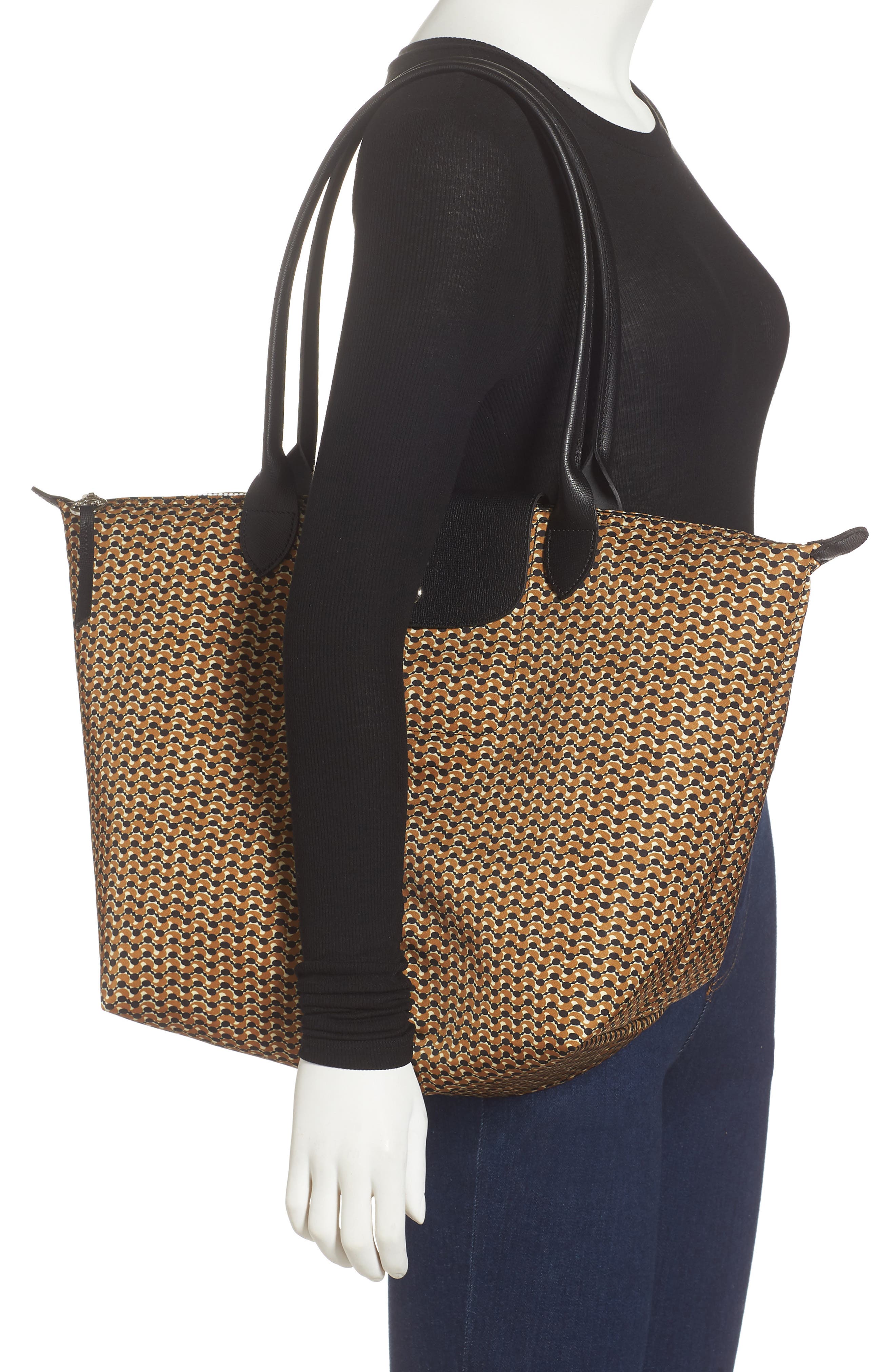 Longchamp Large Le Pliage Print Nylon Shoulder Tote, Alternate, color, 