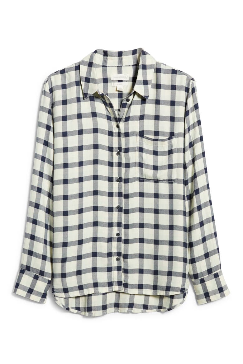 Boyfriend Shirt, Alternate, color, IVORY- NAVY JADE CHECK