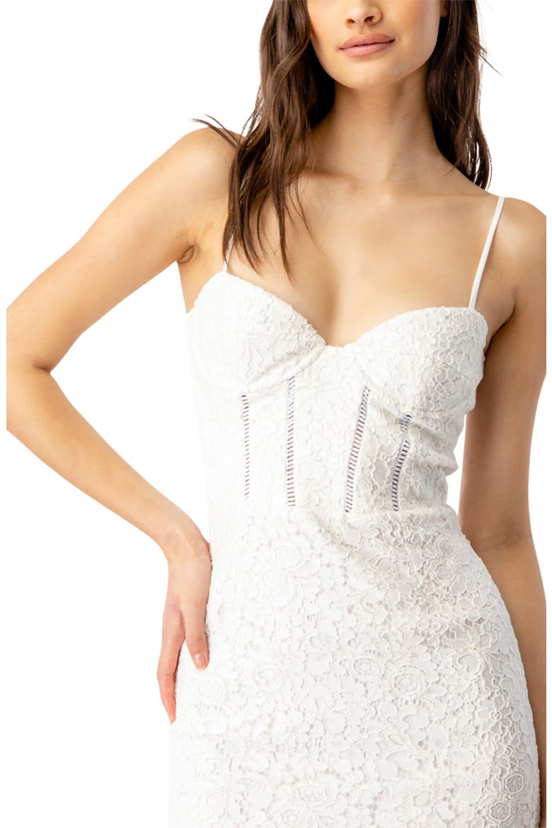 Brielle Embroidered Lace Cotton Blend Midi Dress, Alternate, color, IVORY