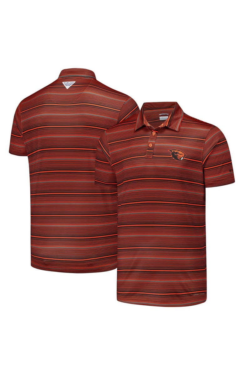 Columbia Men's Columbia Orange Oregon State Beavers PFG Super Terminal Tackle<sup>™</sup> Omni-Shade<sup>™</sup> Stripe Polo, Alternate, color, Orange