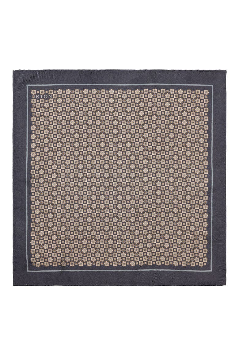 Geometric Silk Pocket Square, Alternate, color, NAVY