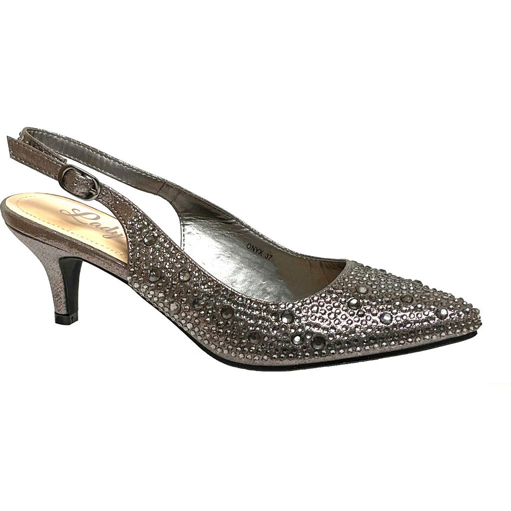 Lady Couture Onyx Rhinestone Slingback Pump In Gray