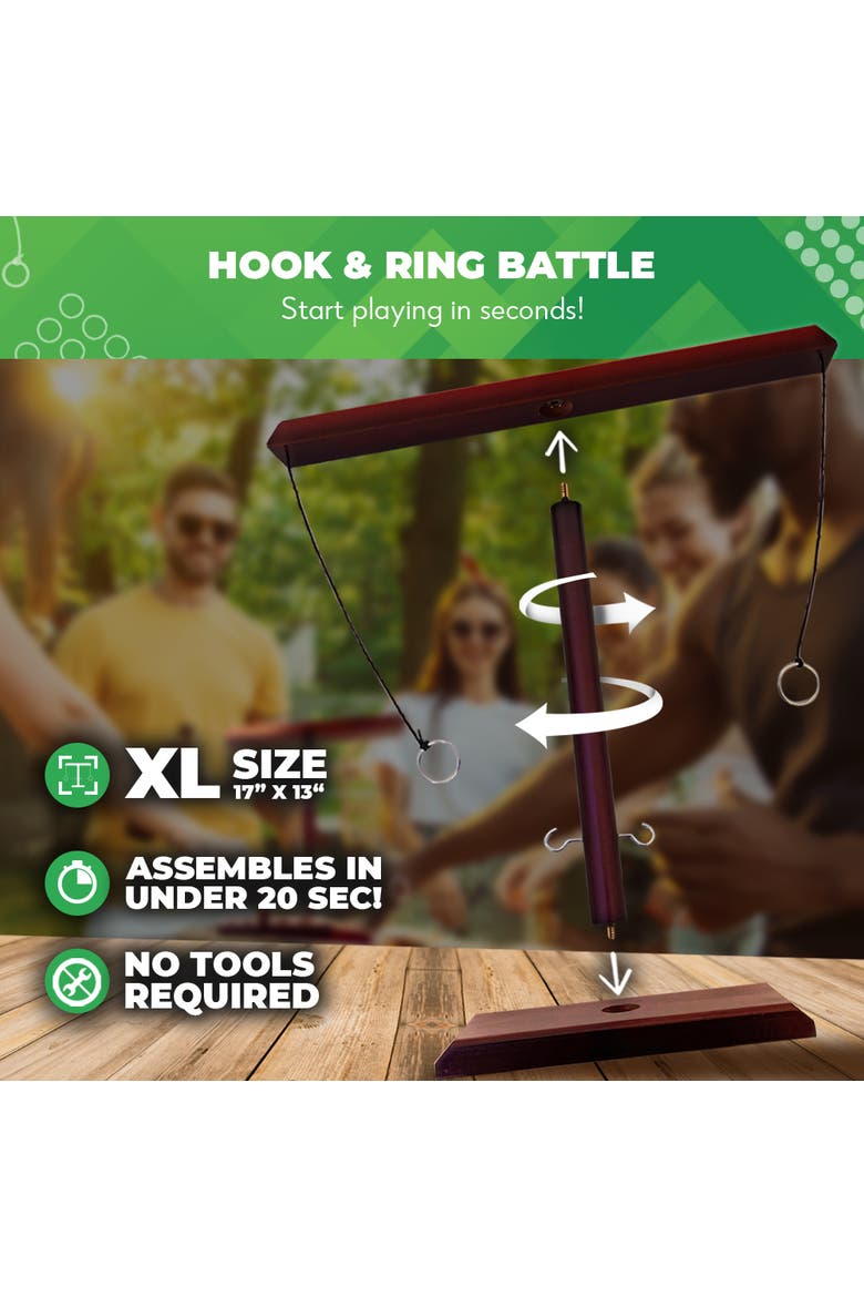 Battle Hooks | 2 Player Hook & Ring Game, Alternate, color, Brown