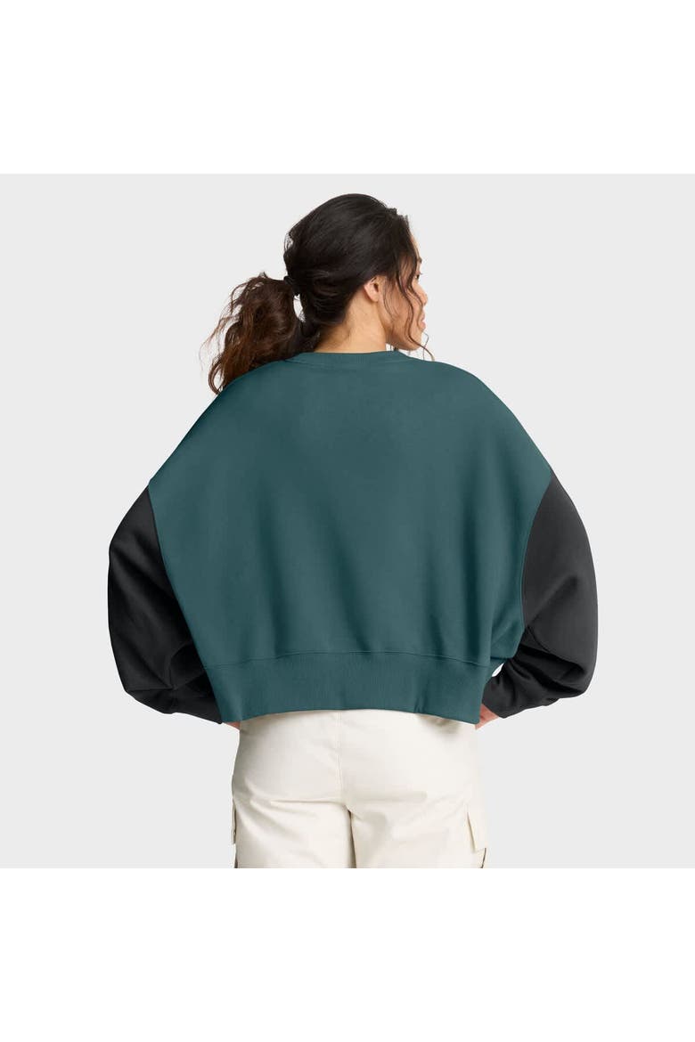 Women's Nike Midnight Green Philadelphia Eagles Oversized Color-Block Pullover Sweatshirt, Alternate, color, Green