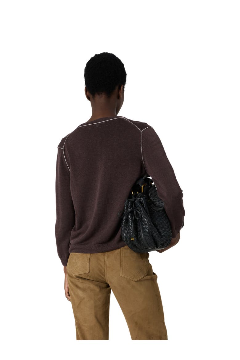 Lorys Contrast Trim Cardigan, Alternate, color, Brown