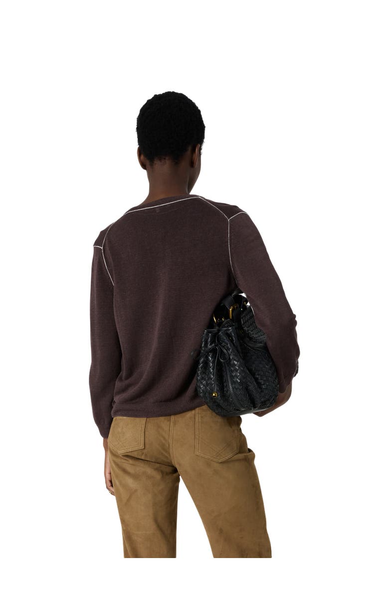 GERARD DAREL Lorys Contrast Trim Cardigan, Alternate, color, Brown