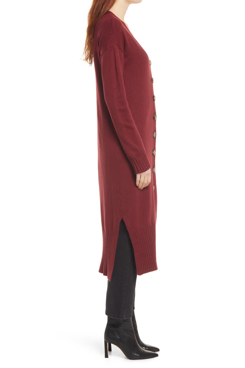 Long Cardigan, Alternate, color, EARTH RED