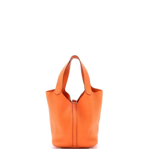 Pre-owned Hermes Hermes Picotin Lock Bag Clemence Mm In Orange