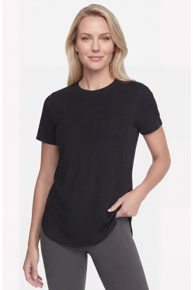 GoWalk® Rib Tunic T-Shirt, Alternate, color, BOLD BLACK