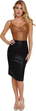 Popilush Shapewear Faux Leather Hourglass Cutout Corset Bodysuit