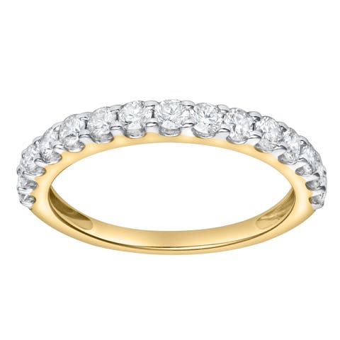 Aimee 14K Gold Round Diamond Studded Half Eternity Band Ring - 0.75 ct