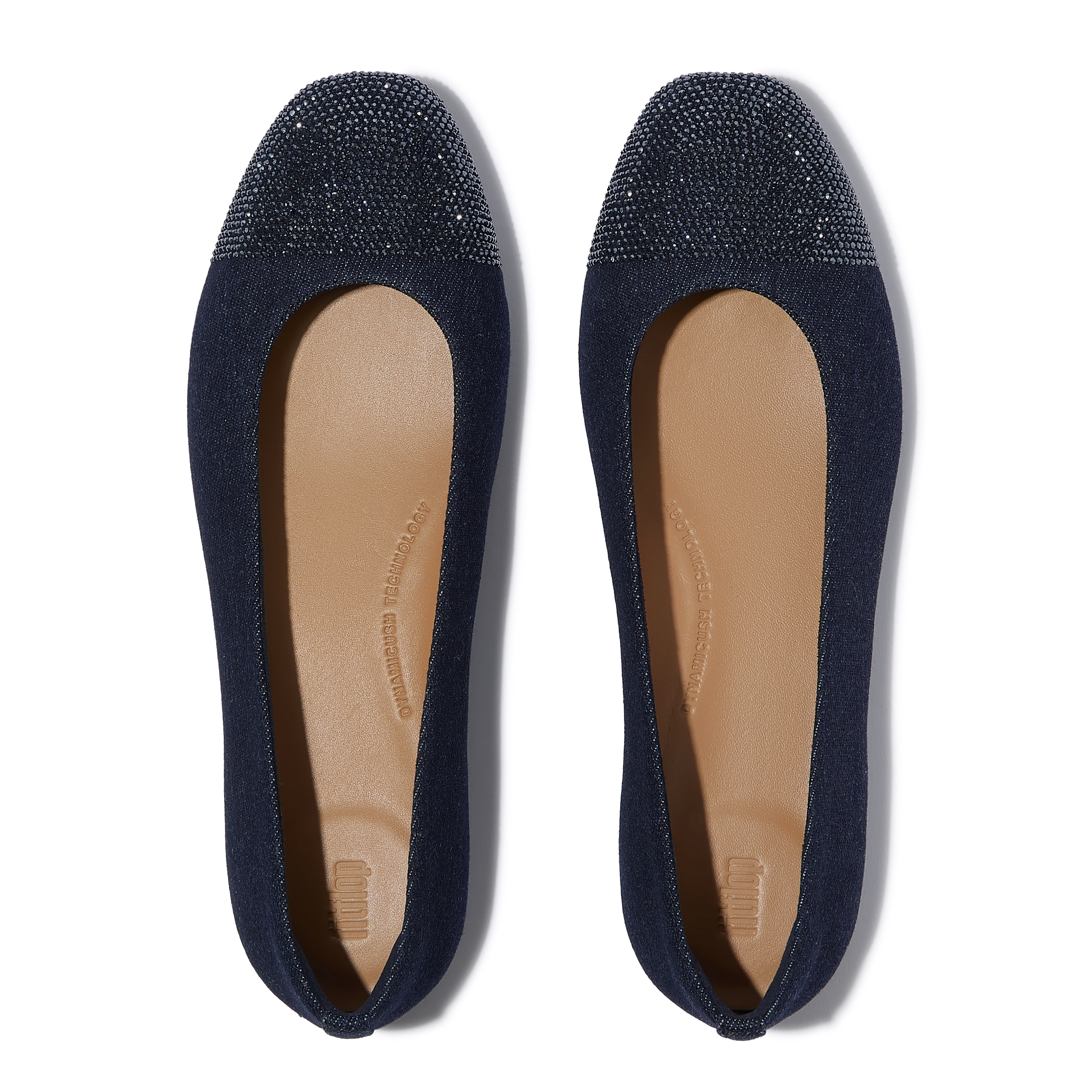 FitFlop Delicato Crys Cap-Toe Ballet, Alternate, color, Dark Denim