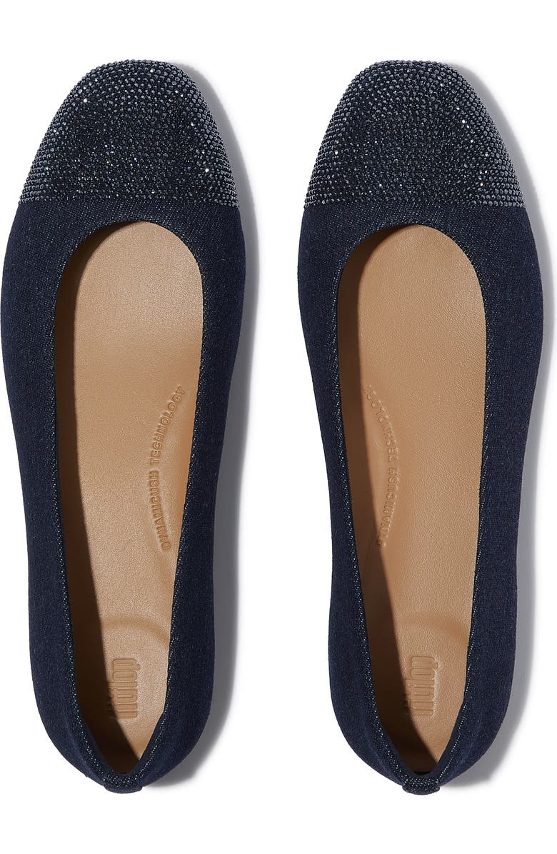 FitFlop Delicato Crys Cap-Toe Ballet, Alternate, color, Dark Denim