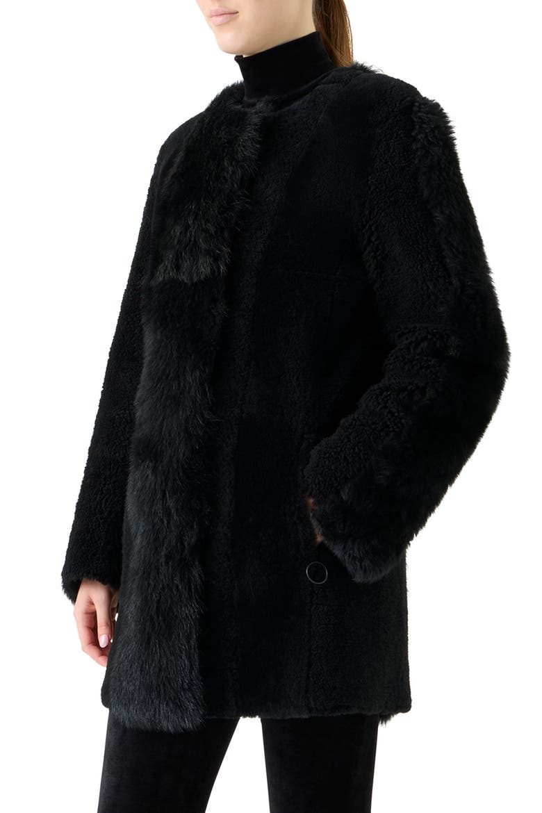 Genuine Shearling Coat, Alternate, color, BLACK