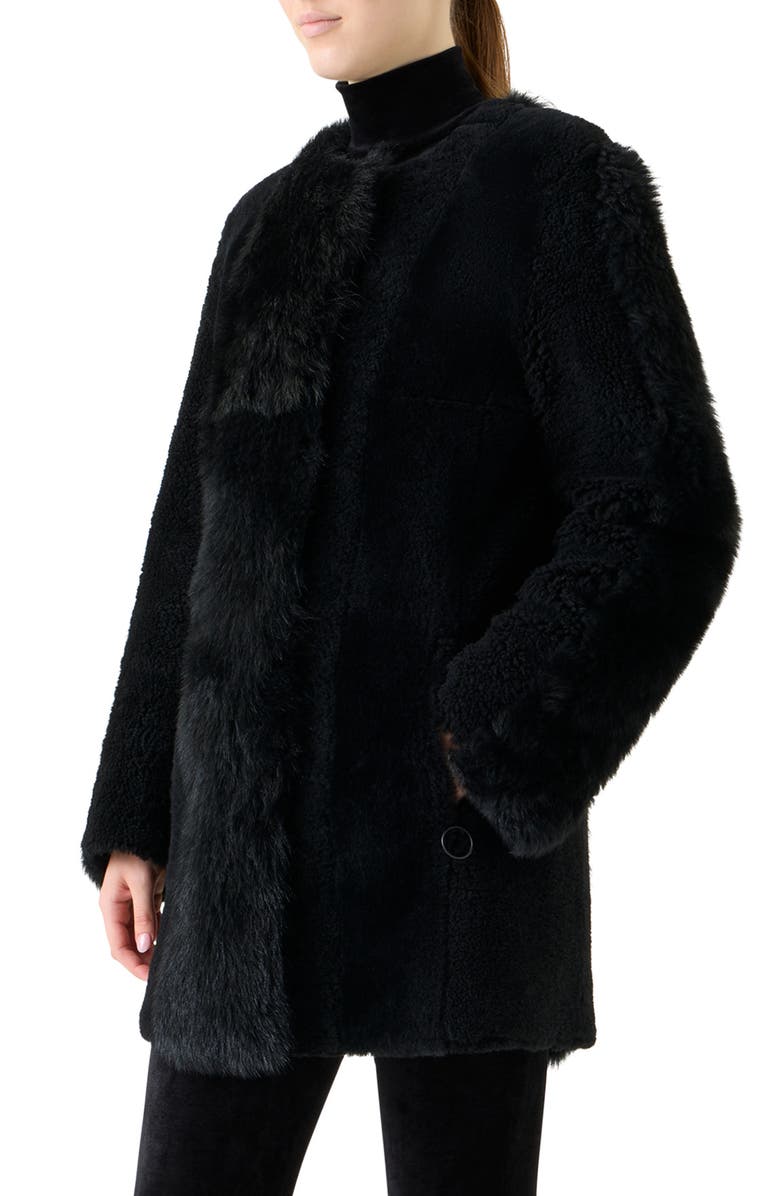 Akris punto Genuine Shearling Coat, Alternate, color, Black
