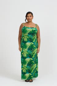 FASHION-SZN CURVE Print Trim Maxi Dress