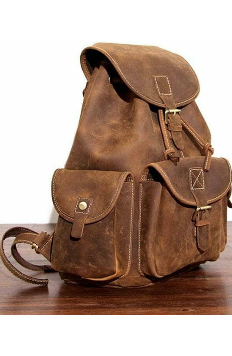 STEEL HORSE LEATHER The Asmund Backpack | Genuine Leather Rucksack, Alternate, color, Brown