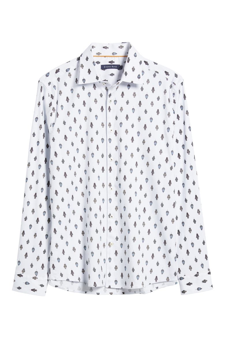 Chandelier Print Button-Up Shirt, Alternate, color, WHITE