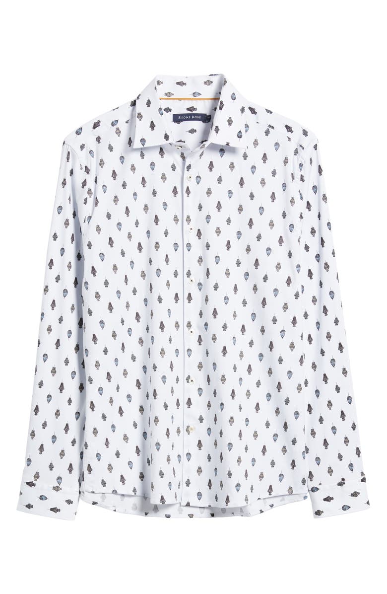 Stone Rose Chandelier Print Button-Up Shirt, Alternate, color, White