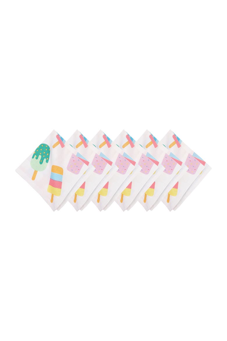Popsicle Summer Embroidered Napkins Set of 6, Main, color, Pink