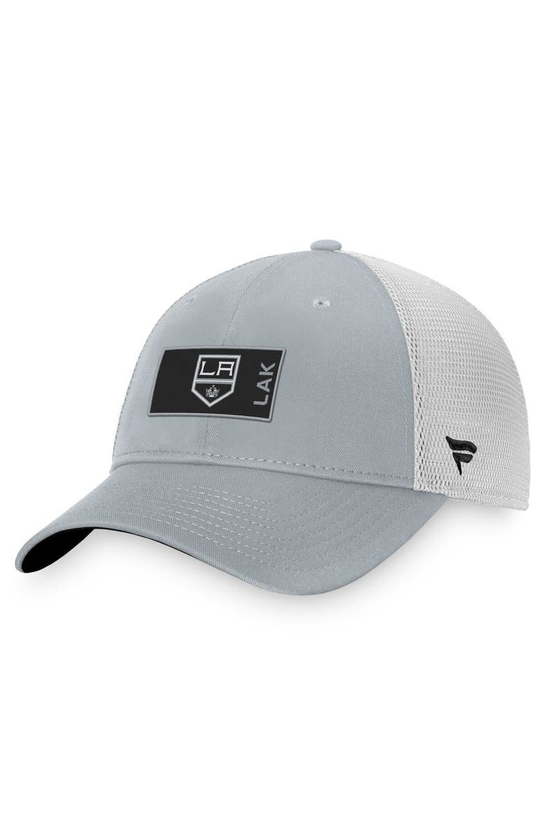 Men's Fanatics Branded Gray/White Los Angeles Kings Authentic Pro Rink Trucker Snapback Hat, Main, color, Gray
