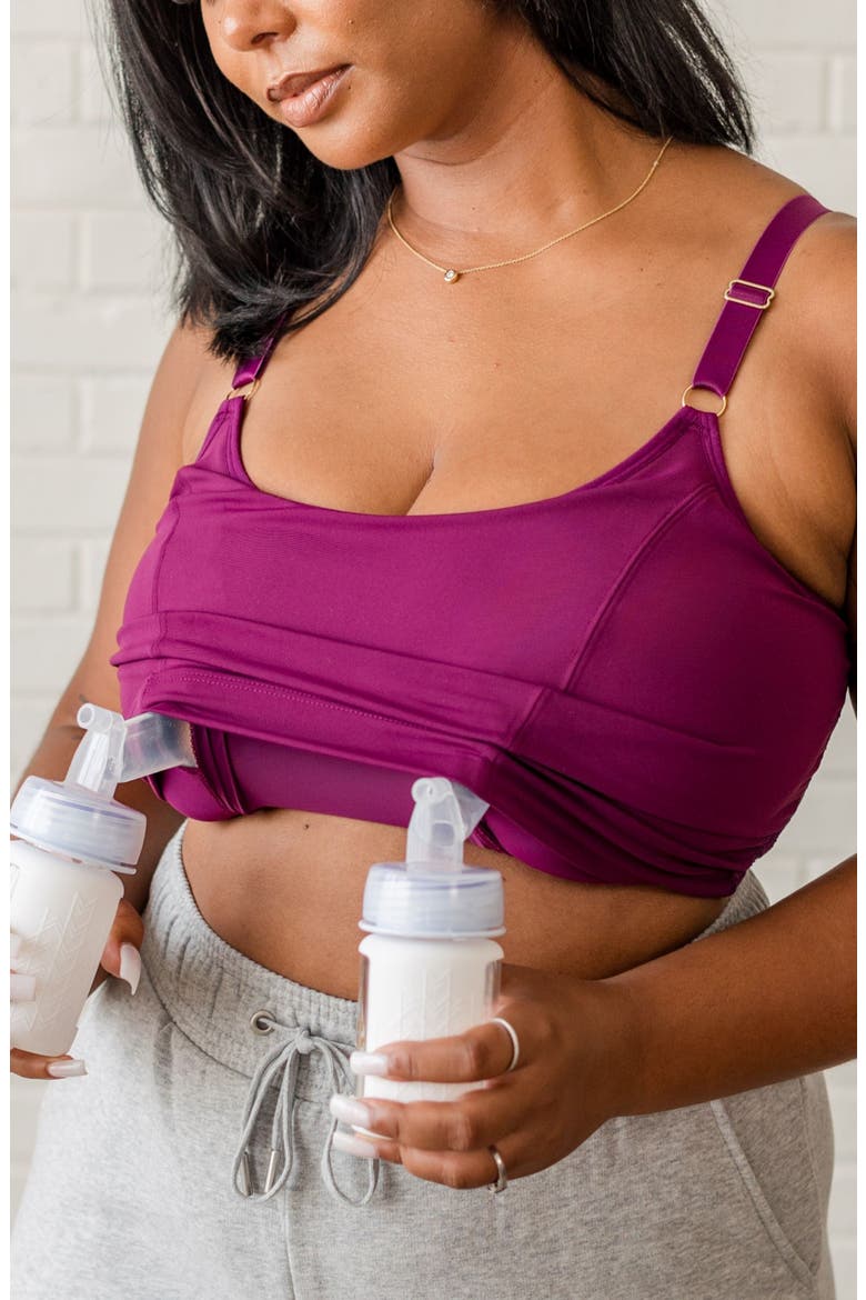 Busty Size Amelia Pumping and Nursing Crop Cami, Alternate, color, Plum