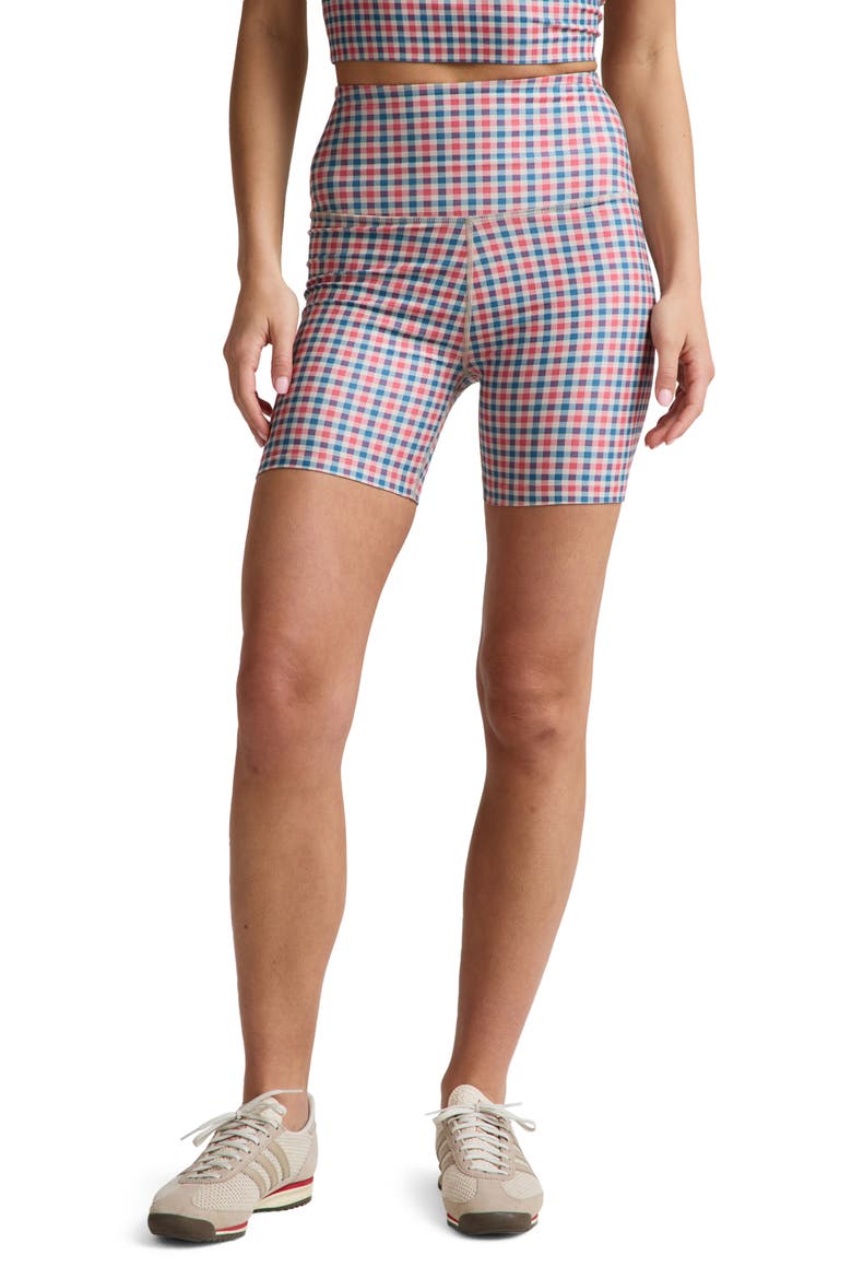 Softmark Keep Pace Bike Shorts, Main, color, SUNWASHED GINGHAM