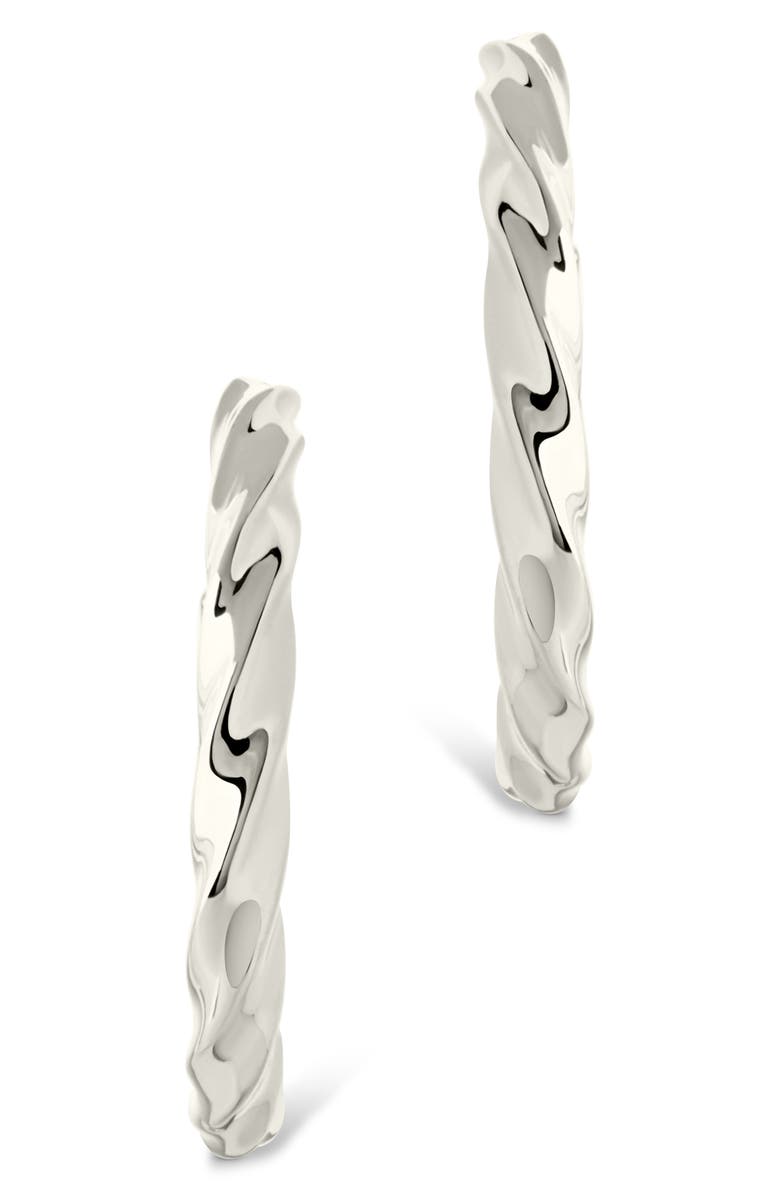 Sterling Forever Chandler Twisted Hoop Earrings, Alternate, color, Silver