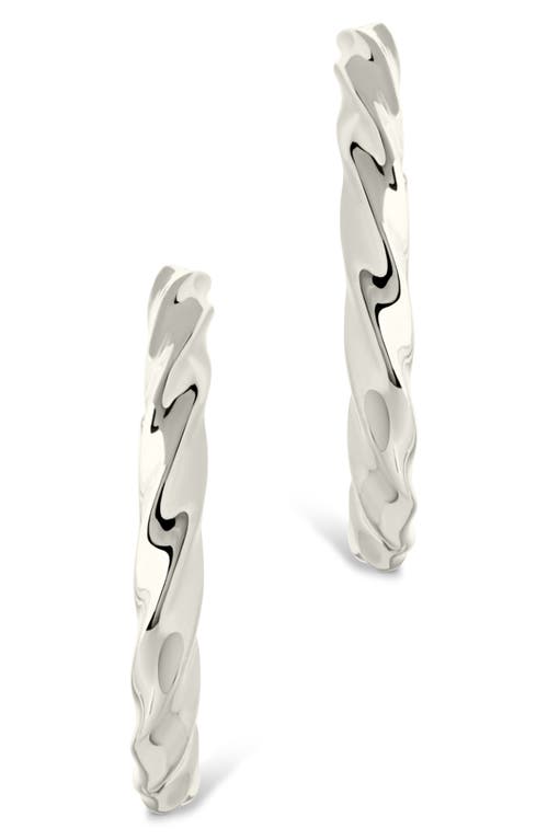 Sterling Forever Chandler Twisted Hoop Earrings In Silver