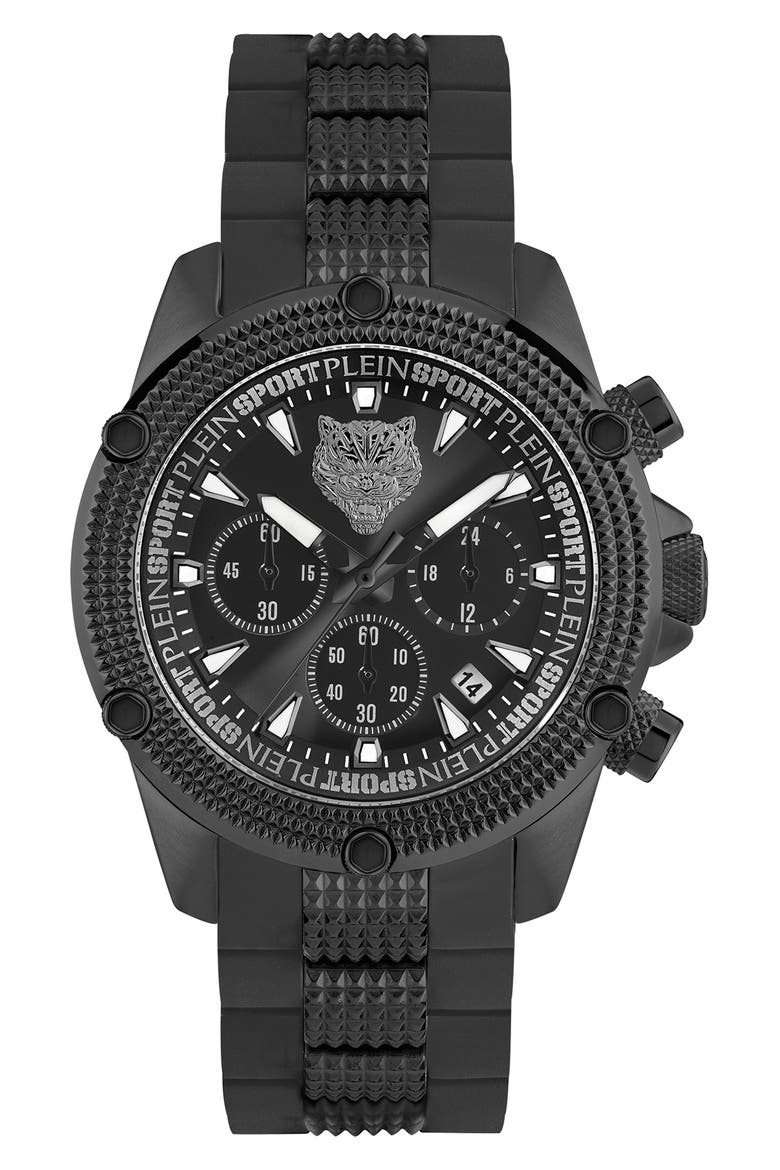 Hurrican Three-Hand Quartz Multi-Function Bracelet Watch, 44mm, Main, color, BLACK