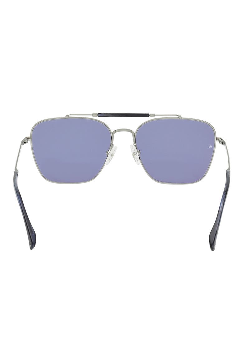 56mm Navigator Sunglasses, Alternate, color, SILVER / NAVY HORN / BLUE