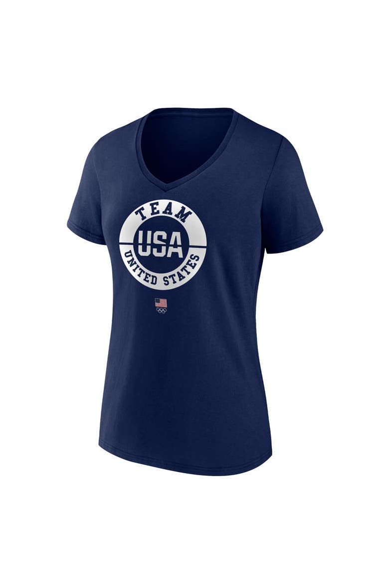 Women's Fanatics Branded Navy Team USA V-Neck T-Shirt, Alternate, color, Navy