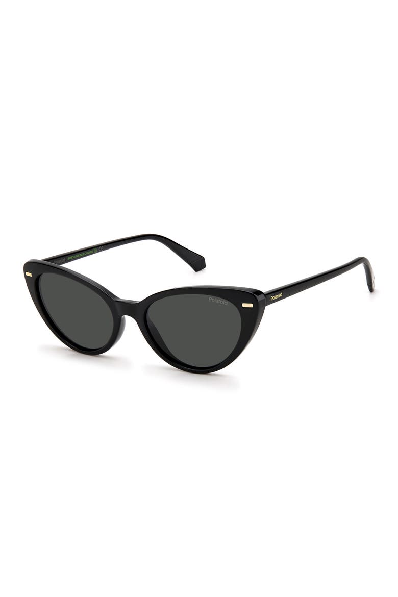 52mm Polarized Cat Eye Sunglasses, Alternate, color, BLACK / GRAY PZ