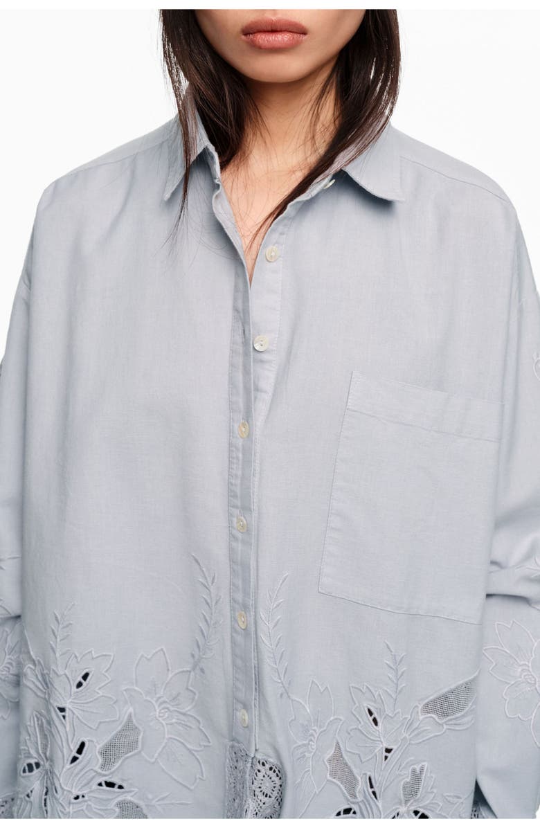 Bimba y Lola Straight-fit Shirt With Embroidery, Alternate, color, Light Blue