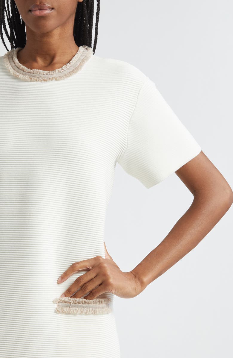 Emporio Armani Fringe Trim Dress, Alternate, color, Solid White