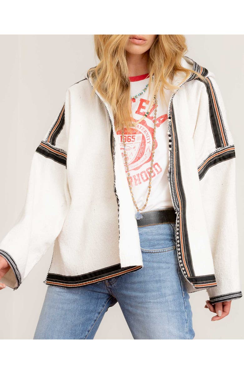 Fortela Cotton Poncho, Alternate, color, White