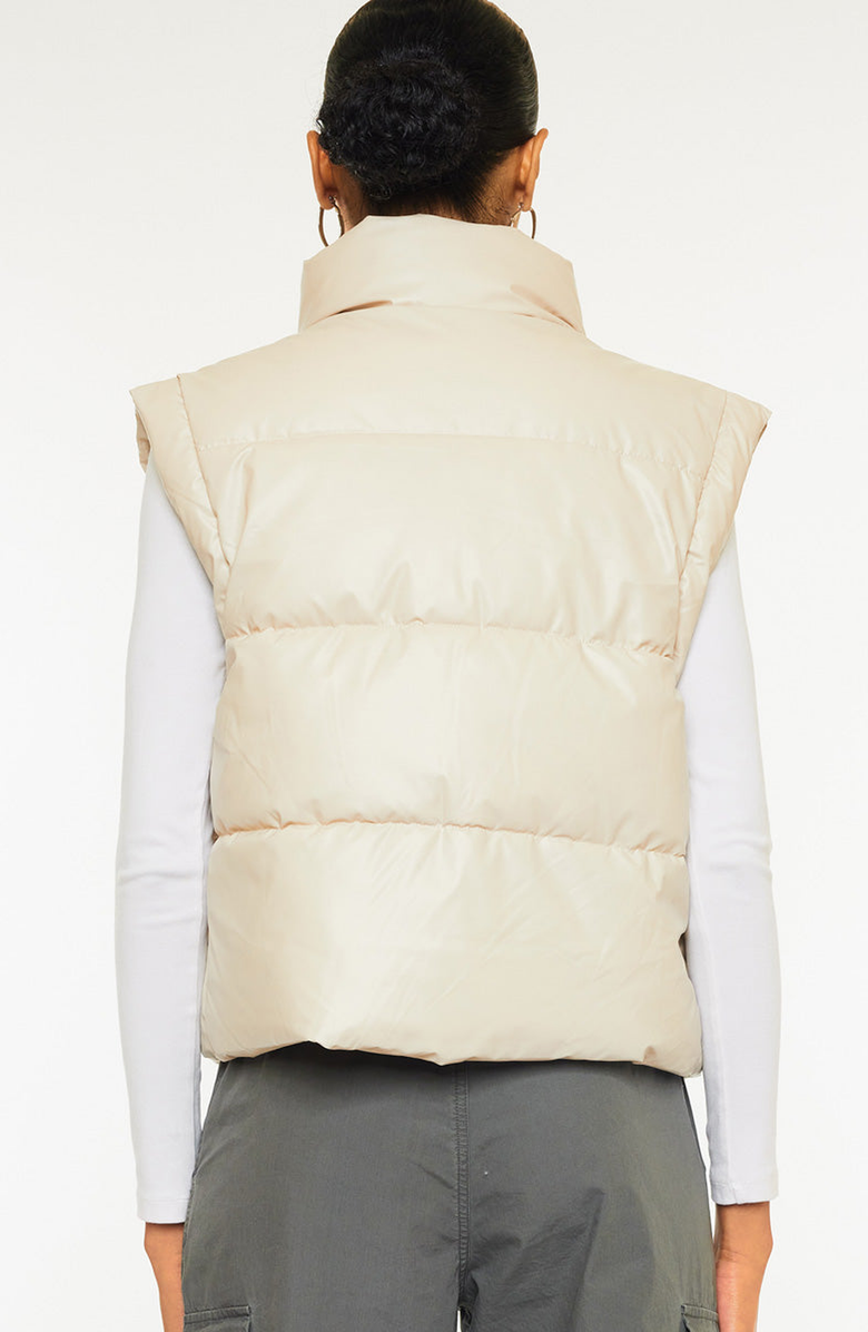 KanCan Frida Cropped Faux Leather Puffer Vest, Alternate, color, Cream