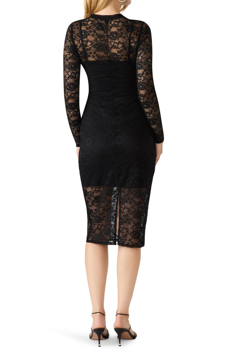 Steve Madden Hailee Long Sleeve Lace Body-Con Dress, Alternate, color, Black