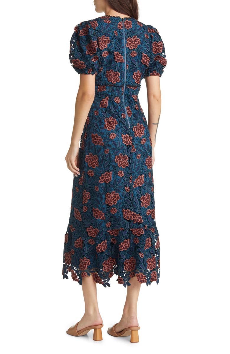 Adelyn Rae Floral Guipure Lace Sheath Dress, Alternate, color, Teal