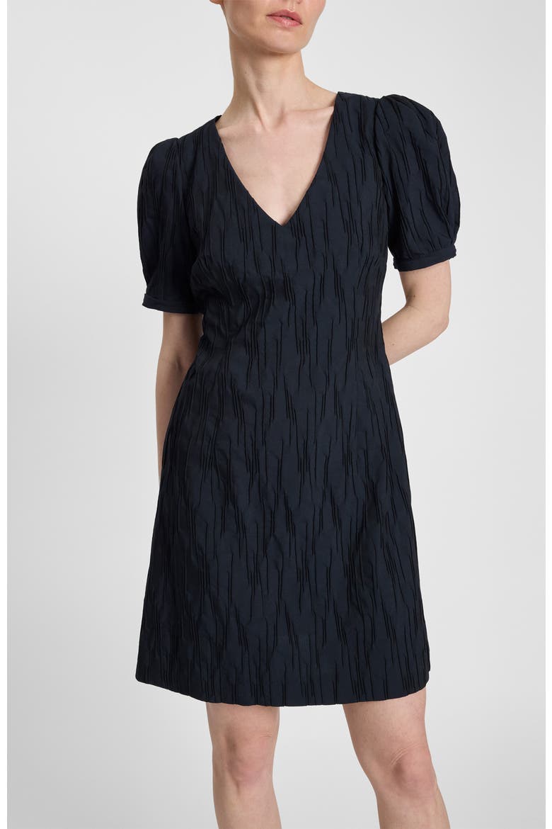 Bianca Shift Dress in Abstract Jacquard, Alternate, color, MIDNIGHT