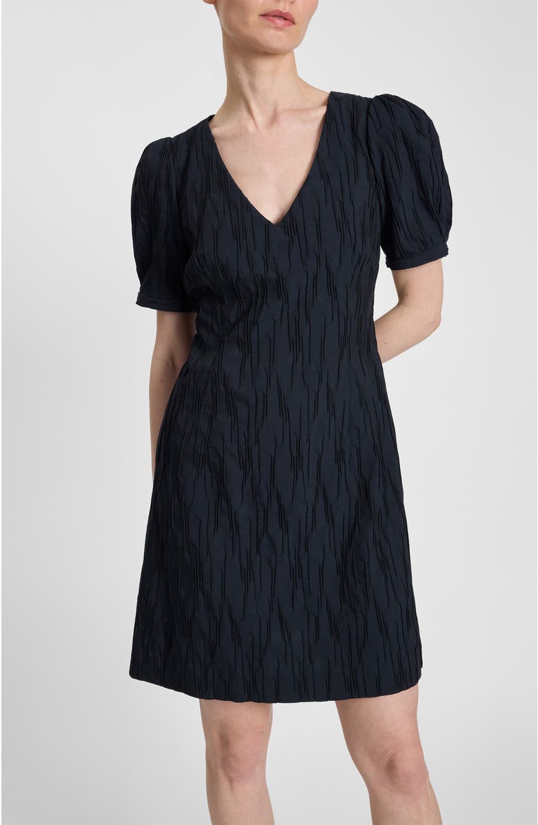 Santorelli Bianca Shift Dress in Abstract Jacquard, Alternate, color, Midnight