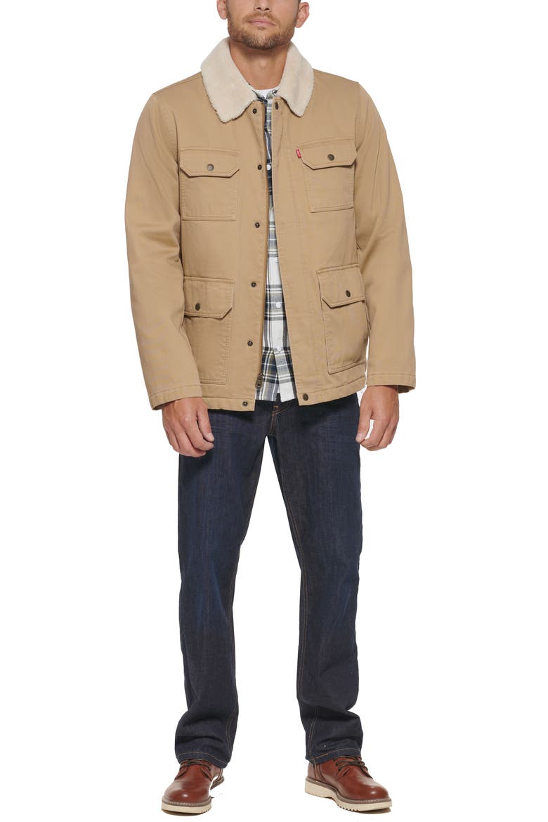 Levi's® Corduroy High Pile Fleece Collar Field Coat, Alternate, color, TAN